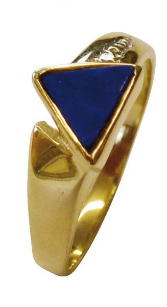 Glamouröser Ring Gelbgold 585/- Lapislazuli Diamanten 0,005ct  17,5mm