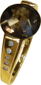 Ring in Gelbgold 333/- poliert, mit Diamanten 8/8 W/P + 1 Rauchquarz Durchmesser 10mm 5ct, Breite 3,8mm, Stärke 1,5mm, Ringgröße 21. Ein traumhaftes Unikat für alle, die das Besondere lieben. ABRAMOWICZ, die Topadresse für exklusive Schmuckstücke in Stutt