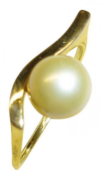 Glamouröser Ring in Gelbgold 333/- poliert, mit einer synthetischen Perle, Durchmesser 8mm, Ringkopfbreite 1,9mm, Stärke 4mm. Dieses hübsche Einzelstück ist nur noch in der Größe 21 erhältlich und wartet nur darauf, Ihren Finger zu schmücken. ABRAMOWICZ –