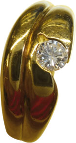 Goldring, wunderschöner Ring in hochwertigem Gelbgold 585/- in Größe 16,8mm Größe ist auf Wunsch änderbar, hochglanzpoliert, verziert mit traumhaften 0,25ct Brillant TW/VSI, der Ring hat eine massive Ringschiene, Maße: Ringkopf 8mm Breite und 2,5mm Stärke
