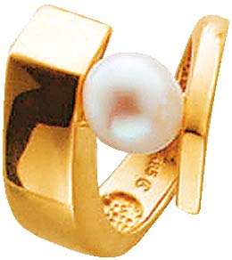Goldring in 14 Karat 585/- poliert mit einer weißen Süßwasserzuchtperle, dieser Ring ist nur noch in Größe 16mm erhältlich von ihrem Juwelier aus Stuttgart