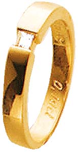 Goldring – wunderschöner Ring aus 14 Karat (585/-) Gelbgold mit einem 2,5 mm großem Diamant Carreeschliff 0,10 Carat TW/IF ,gleichbleibende Ringschiene, Breite 3,5 mm. Erhältlich zum Hammerpreis bei Ihrem Juwelier Ihres Vertrauens. Besuchen Sie auch uns