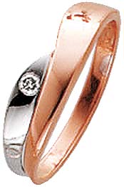 Ring, Rose/Weißgoldring in 8 Karat mit einem Brillant 0,04 Carat W/P, in den Größen 16 – 20 mm erhältlich