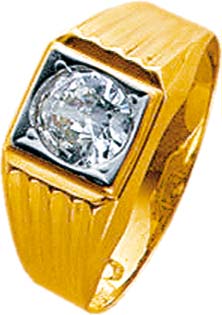 Goldring in Gelbgold 8 Karat, mit einem Zirkonia, in den Größen 18 – 22 mm erhältlich